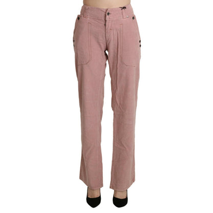 Ermanno Scervino Cotton Pink High Waist Straight Trouser Pants