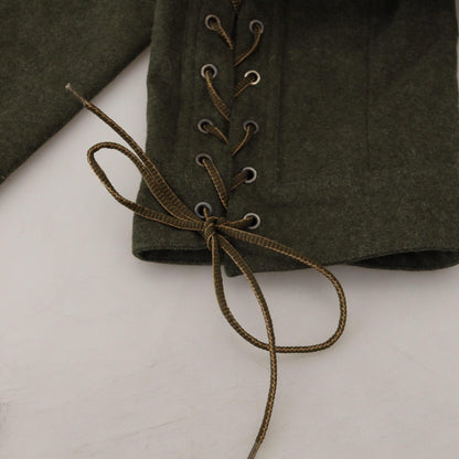 Ermanno Scervino Green Lace Up Leg Women Tapered Pants