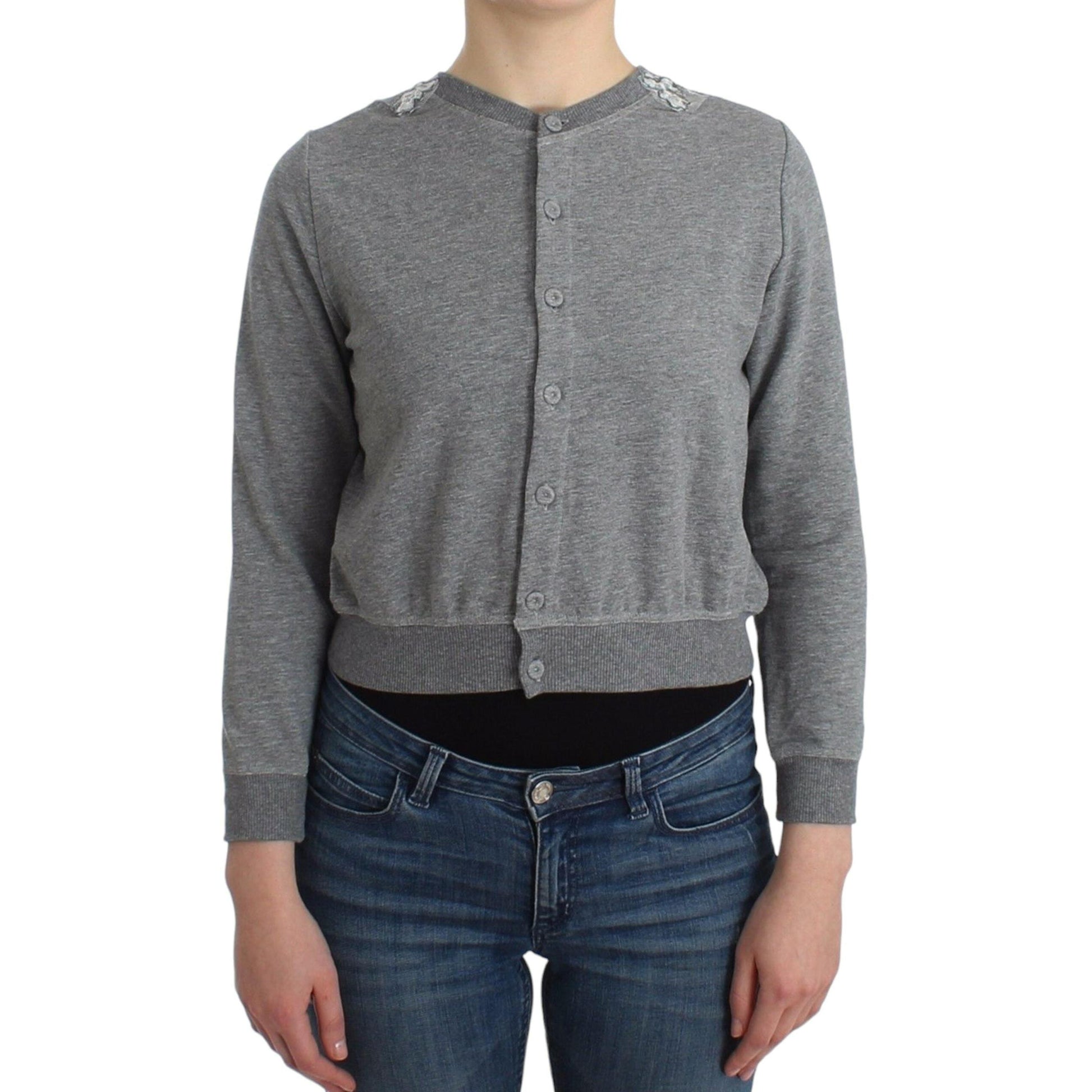 Ermanno Scervino Lingerie Gray Lace Sweater Cardigan Top