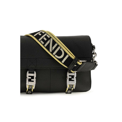 Fendi Black Calf Leather Bos Taurus Shoulder Bag