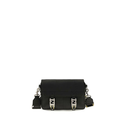 Fendi Black Calf Leather Bos Taurus Shoulder Bag