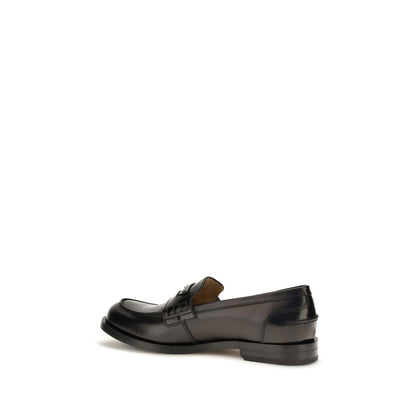 Fendi Black Calf Leather Bos Taurus Slip-On Loafers