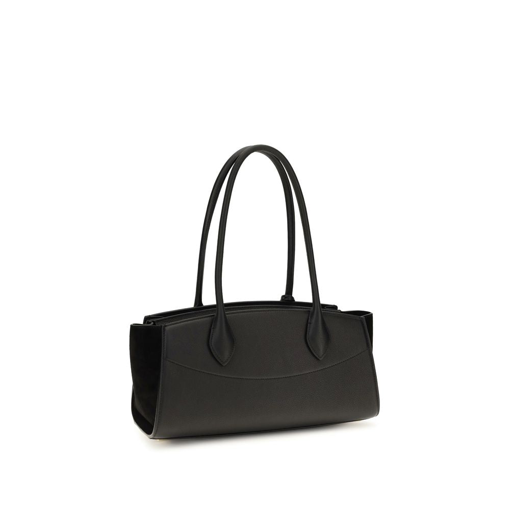 Ferragamo Black Calf Leather Bos Taurus Shoulder Bag