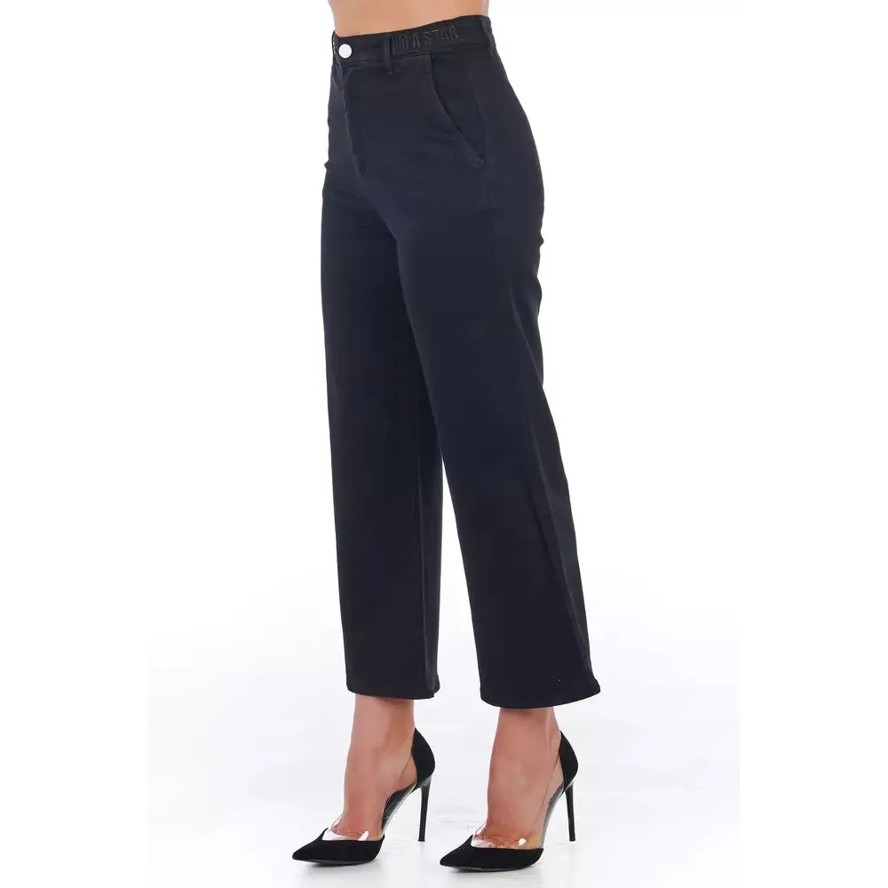 Frankie Morello Black Cotton Women Cropped Trouser