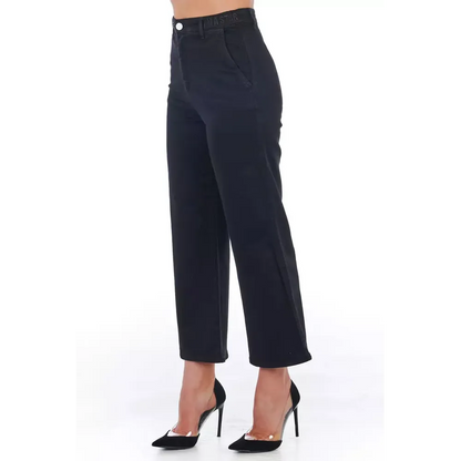 Frankie Morello Black Cotton Women Cropped Trouser