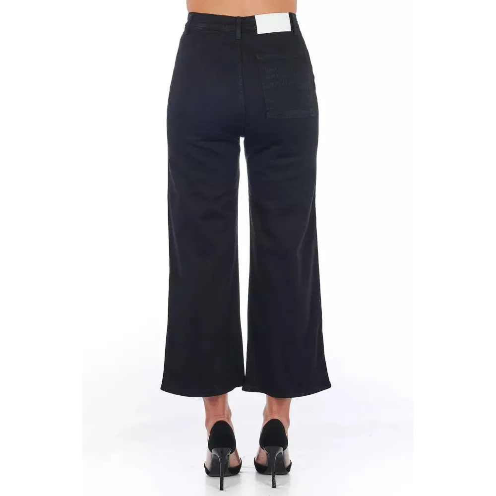 Frankie Morello Black Cotton Women Cropped Trouser