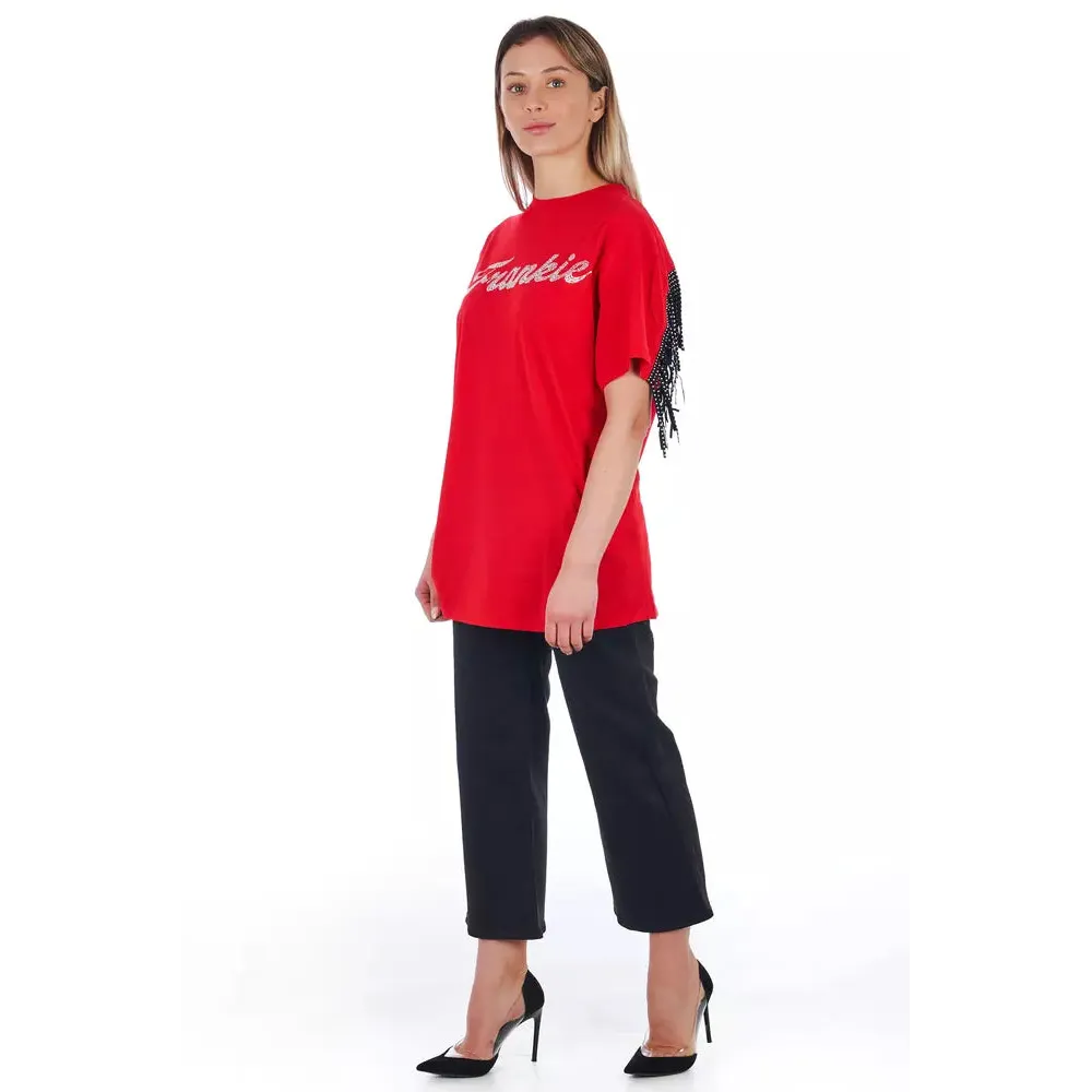 Frankie Morello Black Cotton Women Cropped Trouser