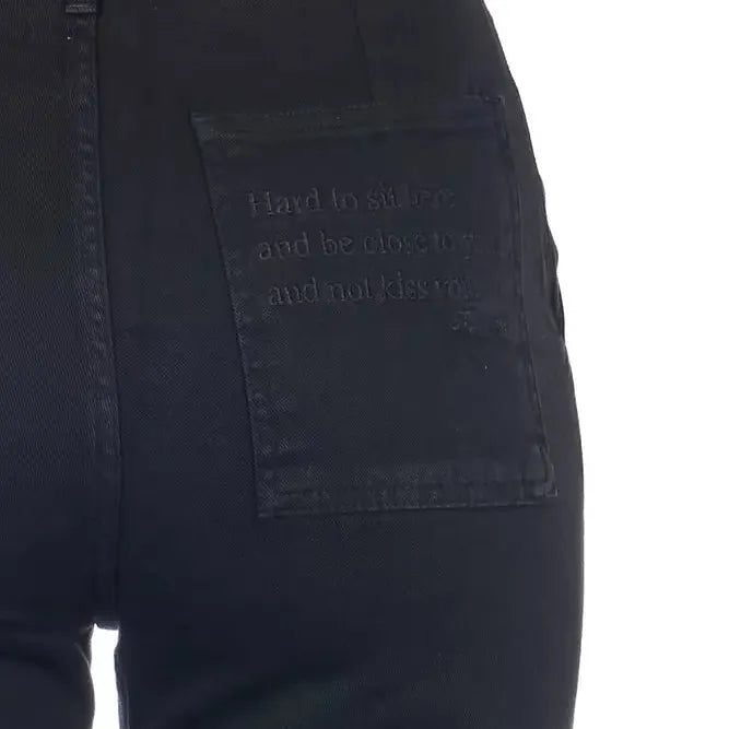Frankie Morello Black Cotton Women Cropped Trouser