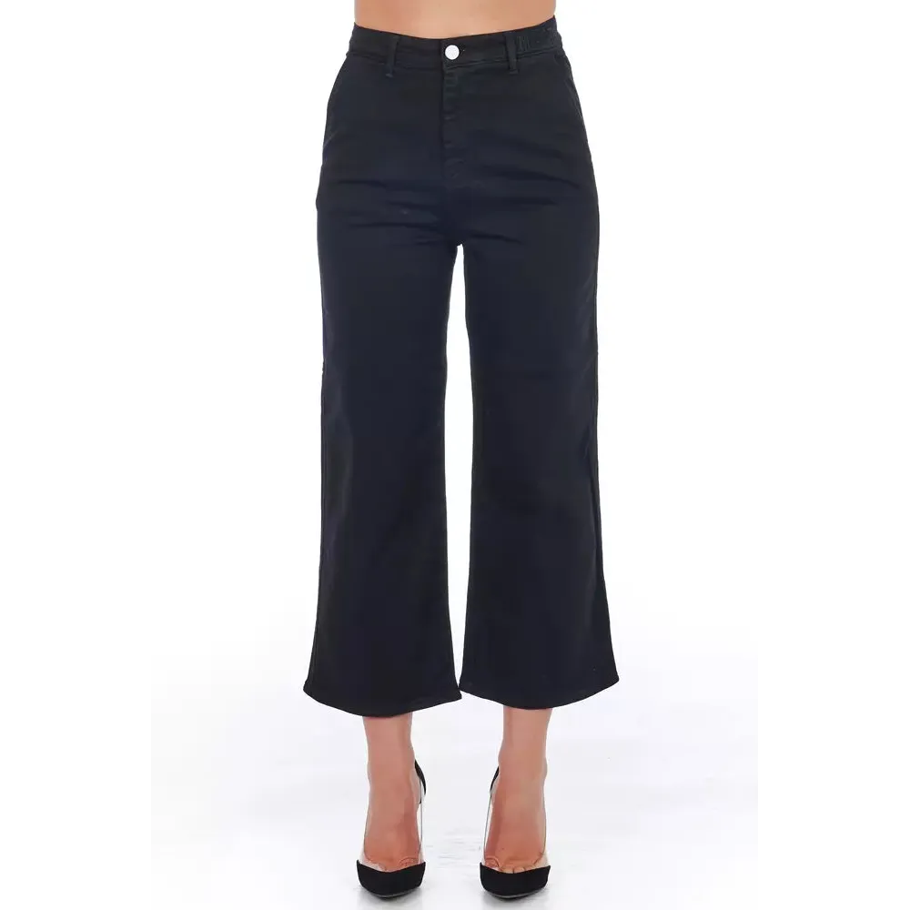 Frankie Morello Black Cotton Women Cropped Trouser