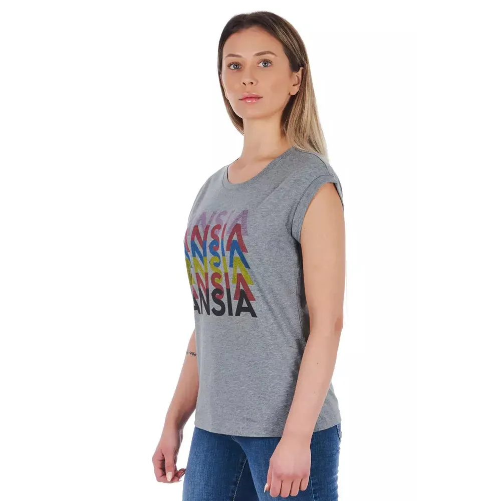 Frankie Morello Gray Cotton Women T-Shirt