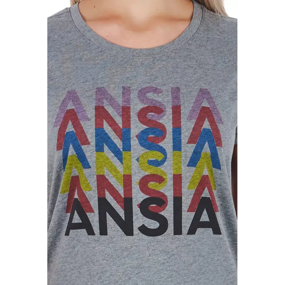 Frankie Morello Gray Cotton Women T-Shirt