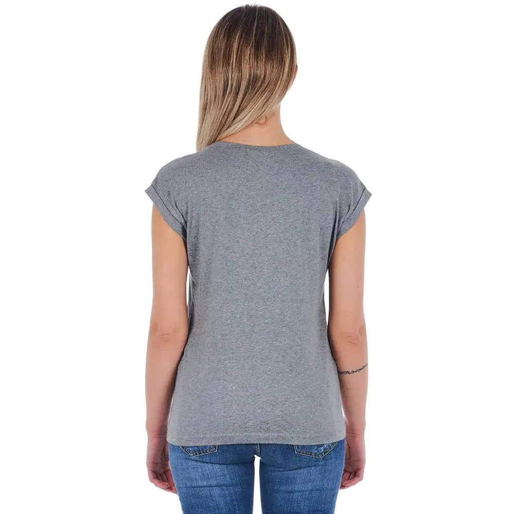 Frankie Morello Gray Cotton Women T-Shirt