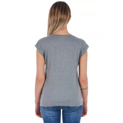 Frankie Morello Gray Cotton Women T-Shirt