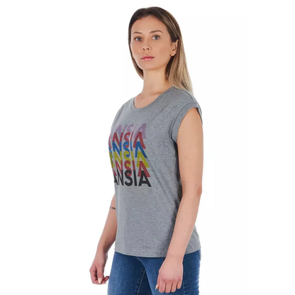 Frankie Morello Gray Cotton Women T-Shirt