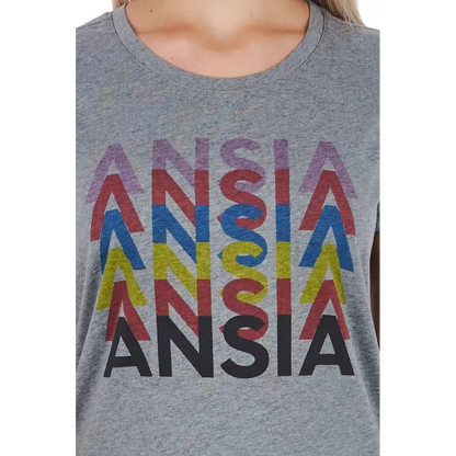 Frankie Morello Gray Cotton Women T-Shirt