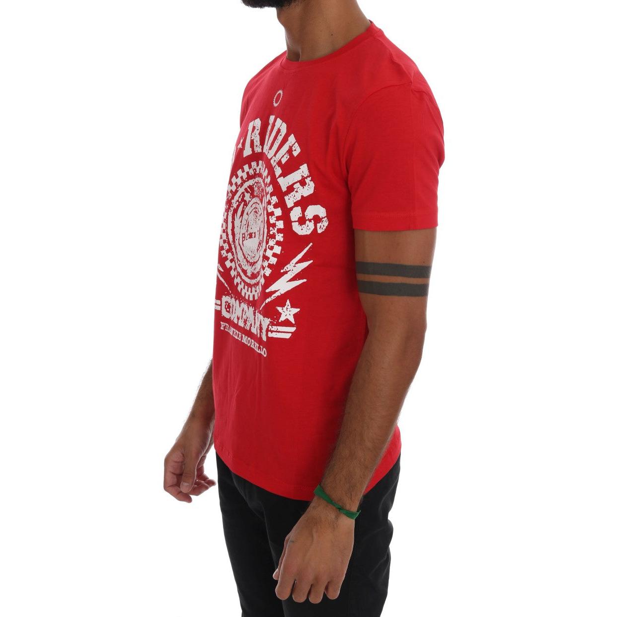 Frankie Morello Red Cotton RIDERS Crewneck T-Shirt