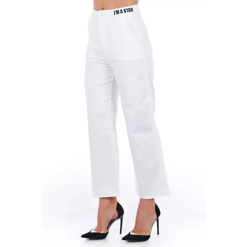 Frankie Morello White Cotton Women Cropped Trouser