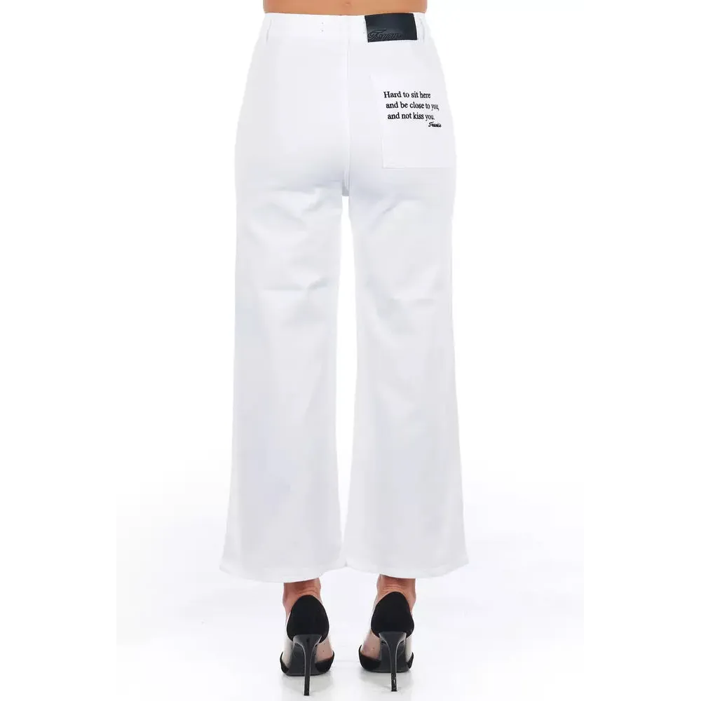 Frankie Morello White Cotton Women Cropped Trouser