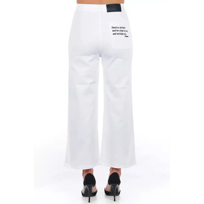 Frankie Morello White Cotton Women Cropped Trouser