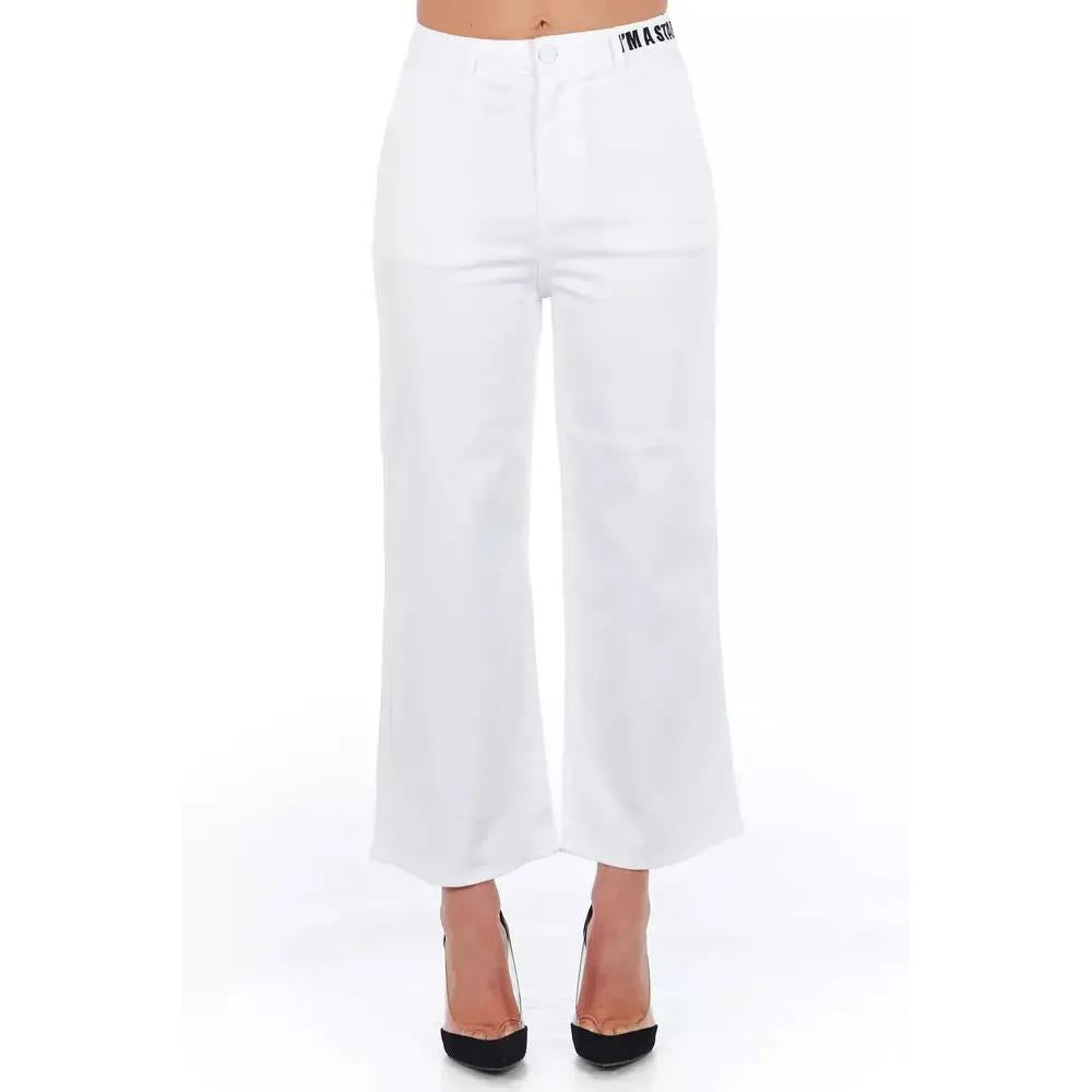 Frankie Morello White Cotton Women Cropped Trouser