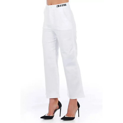 Frankie Morello White Cotton Women Cropped Trouser