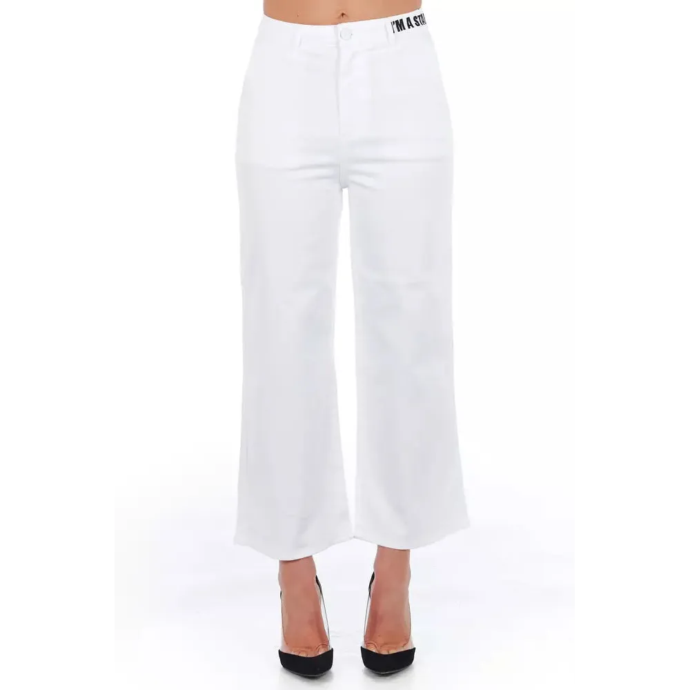 Frankie Morello White Cotton Women Cropped Trouser