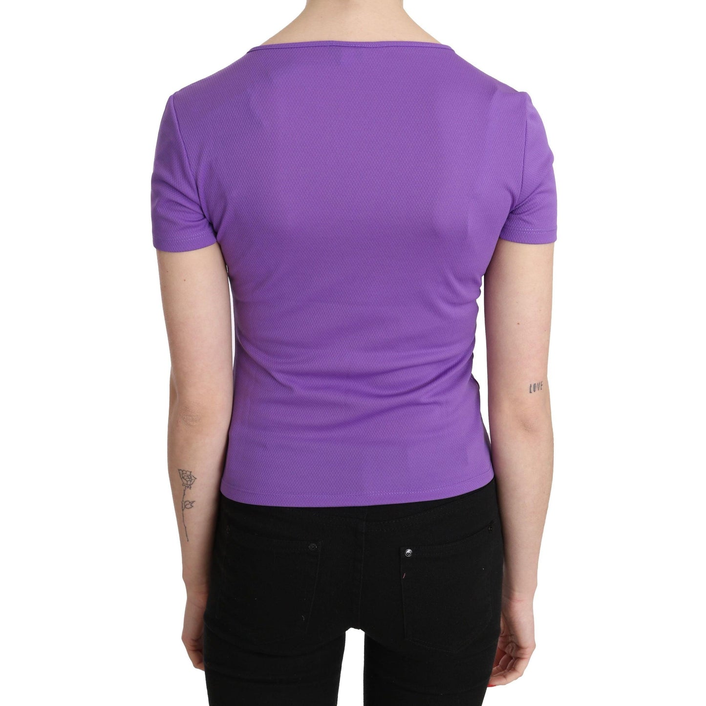GF Ferre Purple 100% Polyester Short Sleeve Top Blouse
