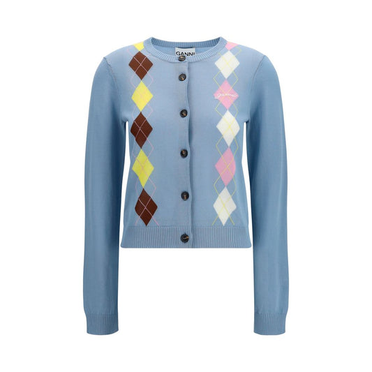 Ganni Blue Cotton Cardigan