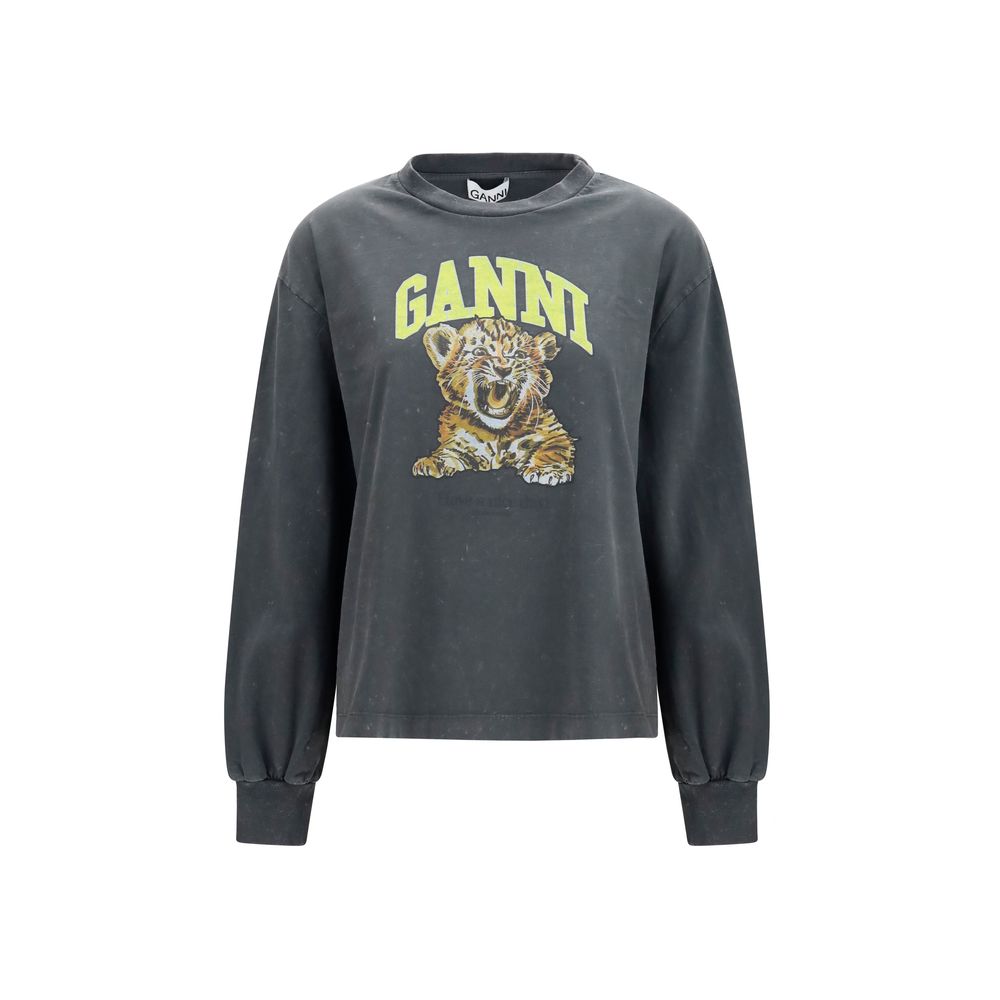 Ganni Gray Cotton Sweatshirt