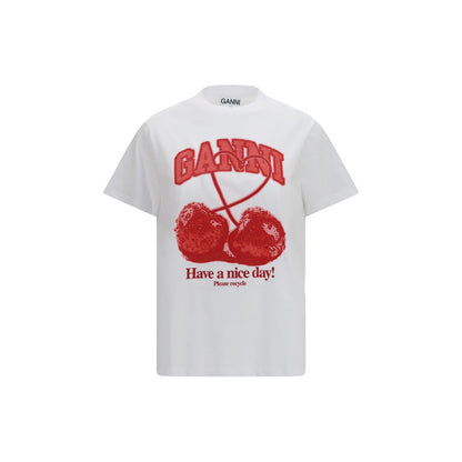 Ganni White Cotton T-Shirt