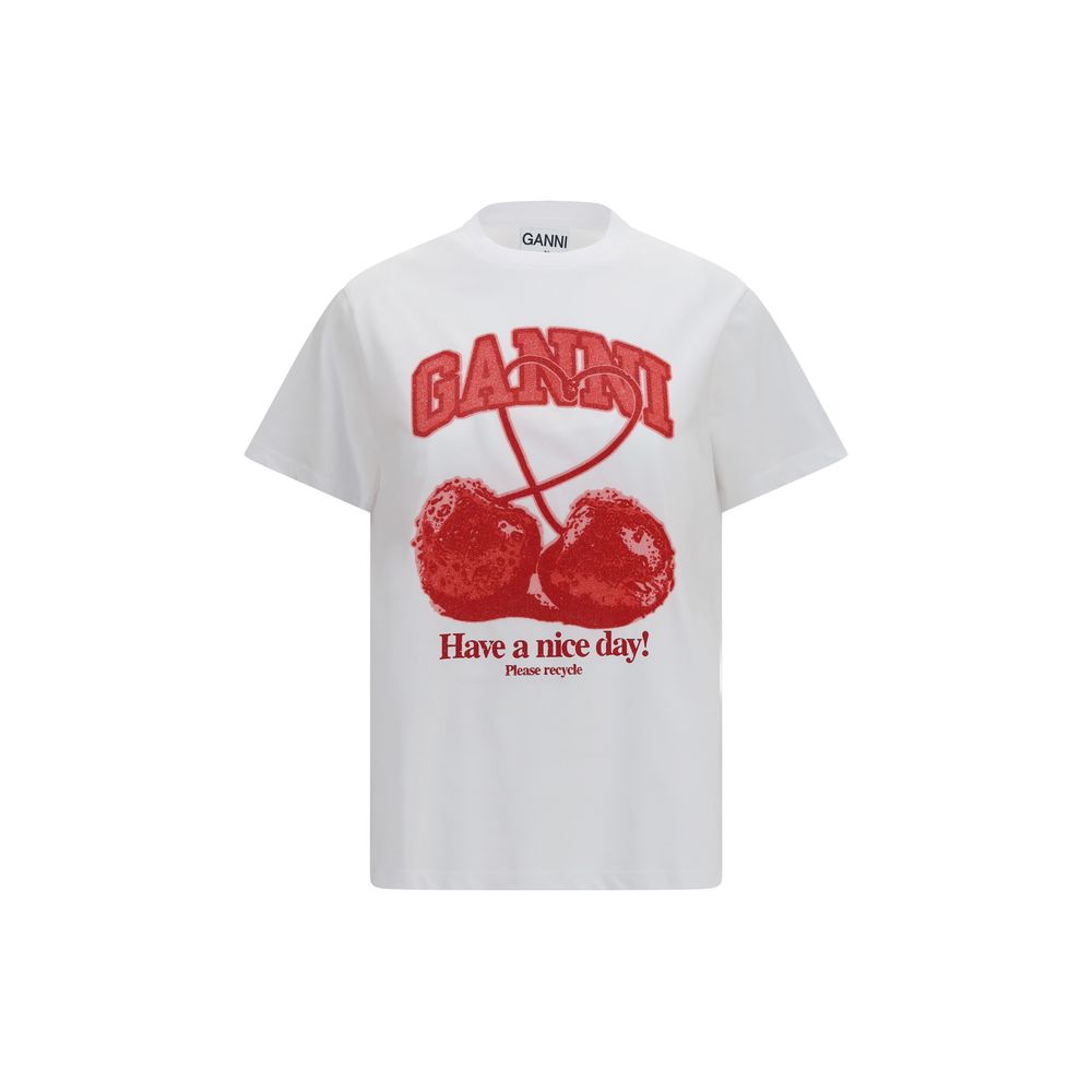 Ganni White Cotton T-Shirt