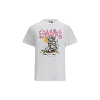 Ganni White Cotton T-Shirt
