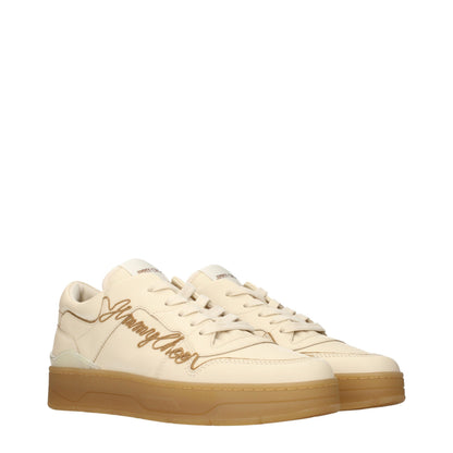 Jimmy Choo Beige Leather Low Top Sneakers