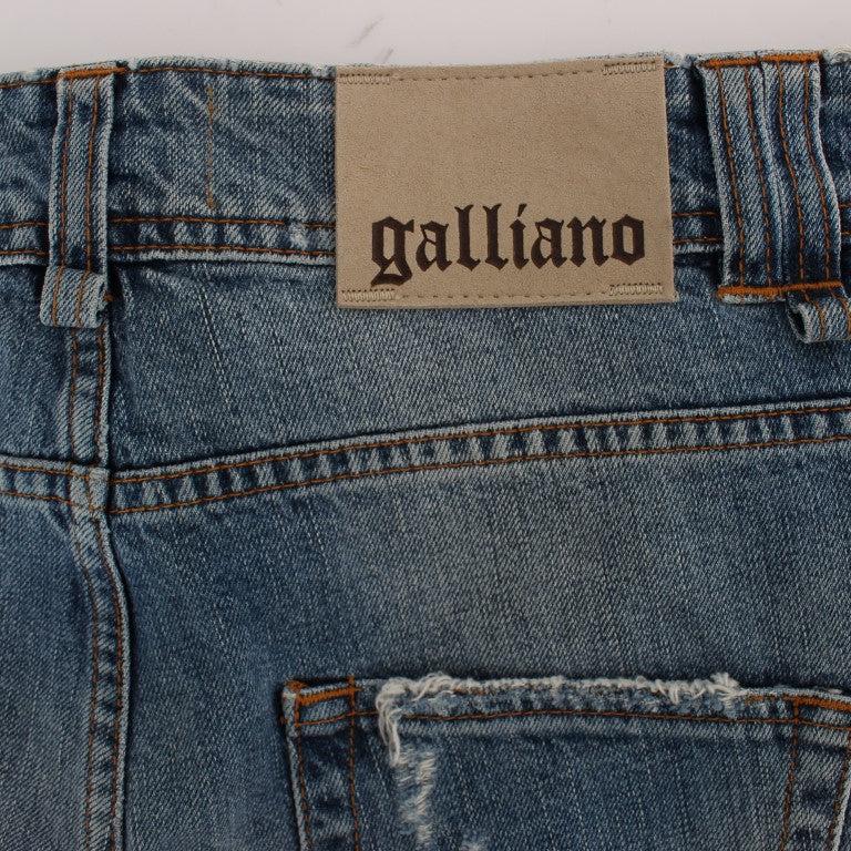 John Galliano Blue Wash Cotton Boyfriend Fit Cropped Jeans