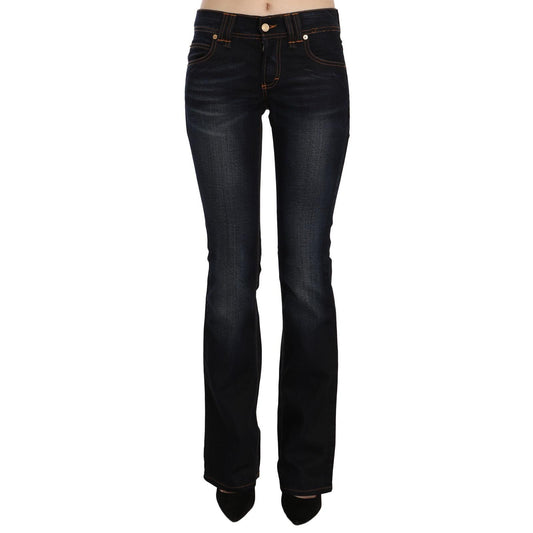 John Galliano Blue Washed Mid Waist Regular Leg Boot Cut Denim Jeans