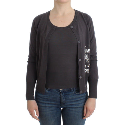 John Galliano Purple Wool Sequined Cardigan Knit Sweater
