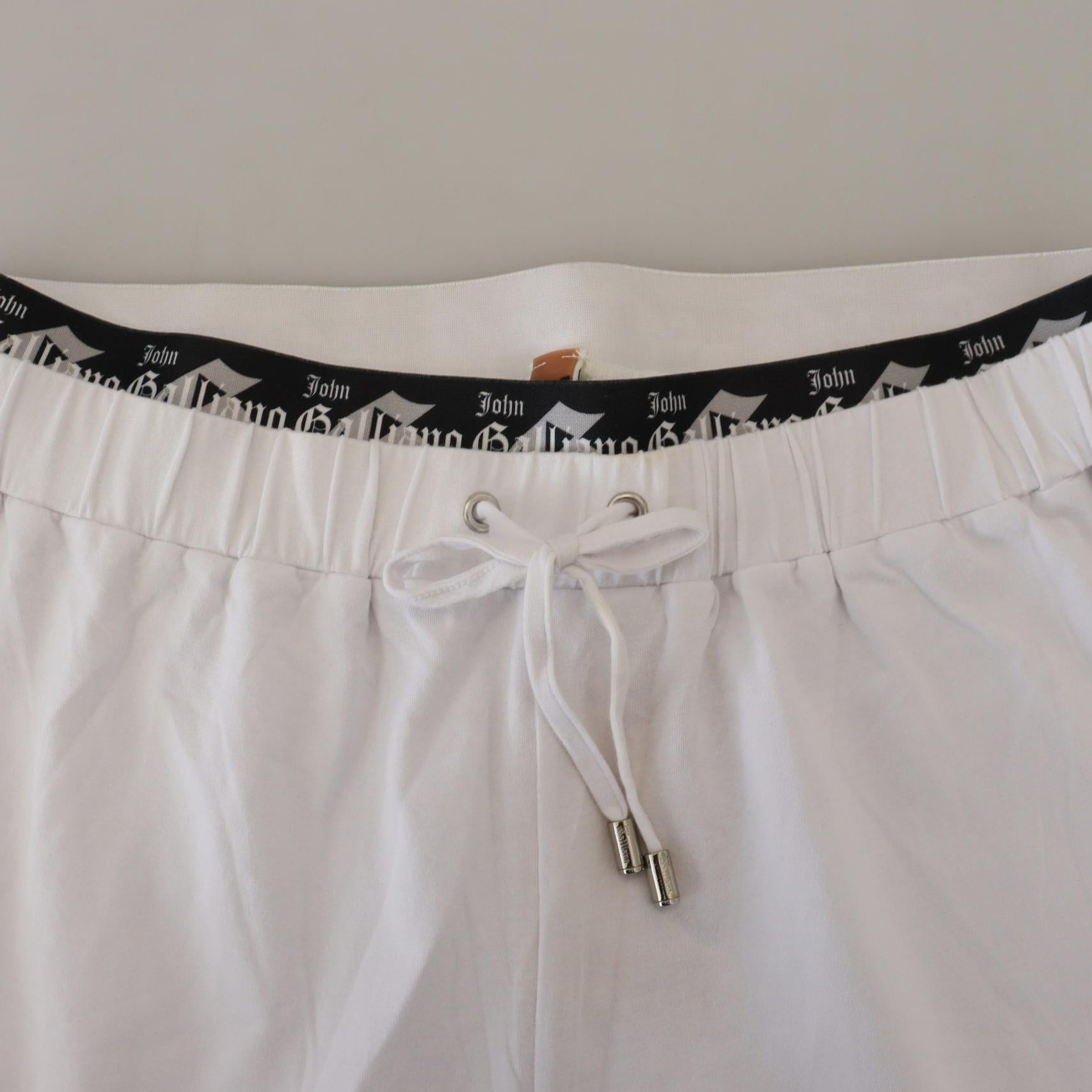 John Galliano White Cotton Logo Loose Men Pants