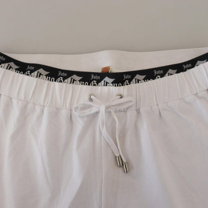 John Galliano White Cotton Logo Loose Men Pants