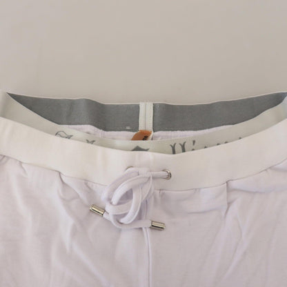 John Galliano White Cotton Logo Mens Jogger Pants