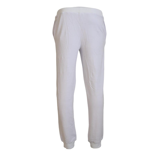 John Galliano White Cotton Logo Mens Jogger Pants
