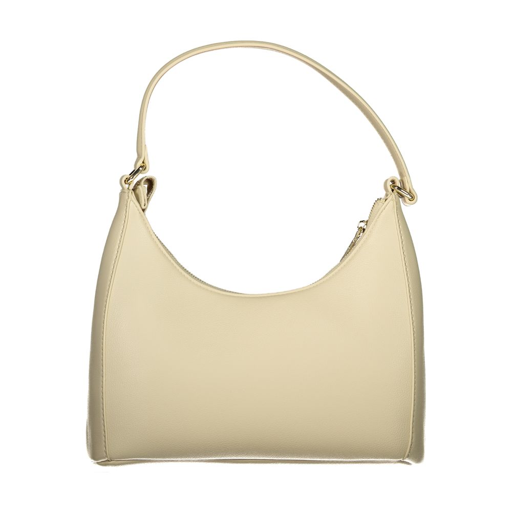Mario Valentino Beige Polyurethane Women's Bag with Adjustable Shoulder Strap
