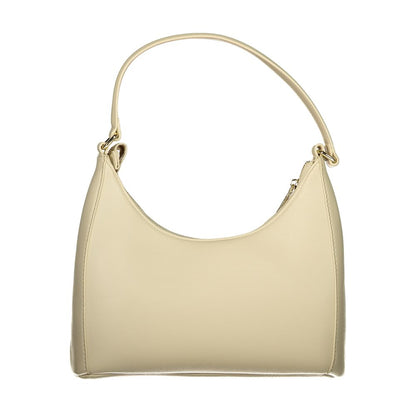 Mario Valentino Beige Polyurethane Women's Bag with Adjustable Shoulder Strap