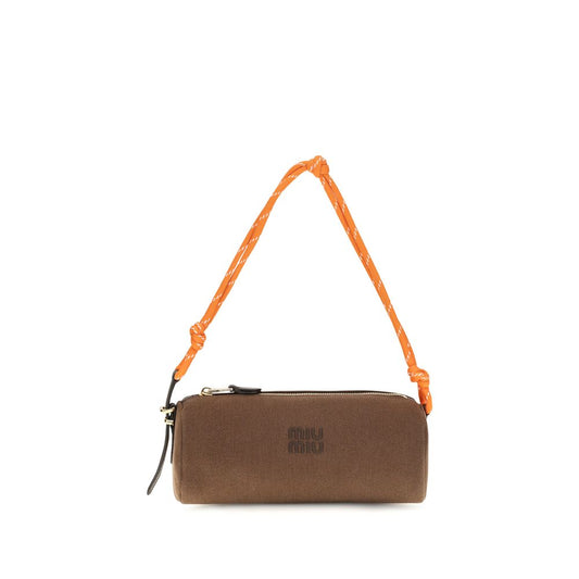 Miu Miu Brown Cotton Shoulder Bag
