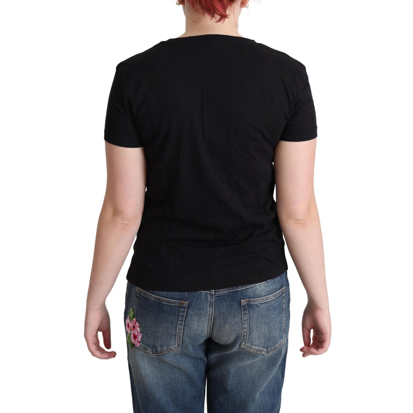 Moschino Black Printed Cotton Short Sleeves T-shirt