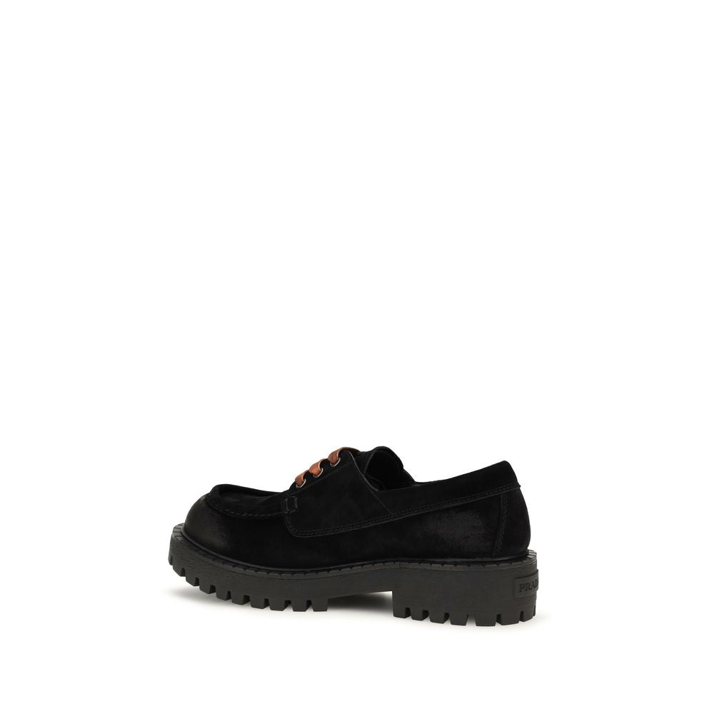 Prada Black Suede Leather Slip-On Loafers