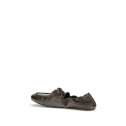 Prada Brown Calf Leather Bos Taurus Slip-On Loafers