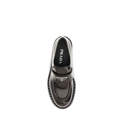 Prada Brown Calf Leather Bos Taurus Slip-On Loafers