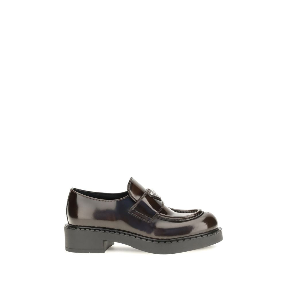 Prada Brown Calf Leather Bos Taurus Slip-On Loafers