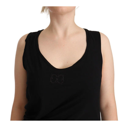 Roberto Cavalli Black Sleeveless Cotton Sheath Mini Dress