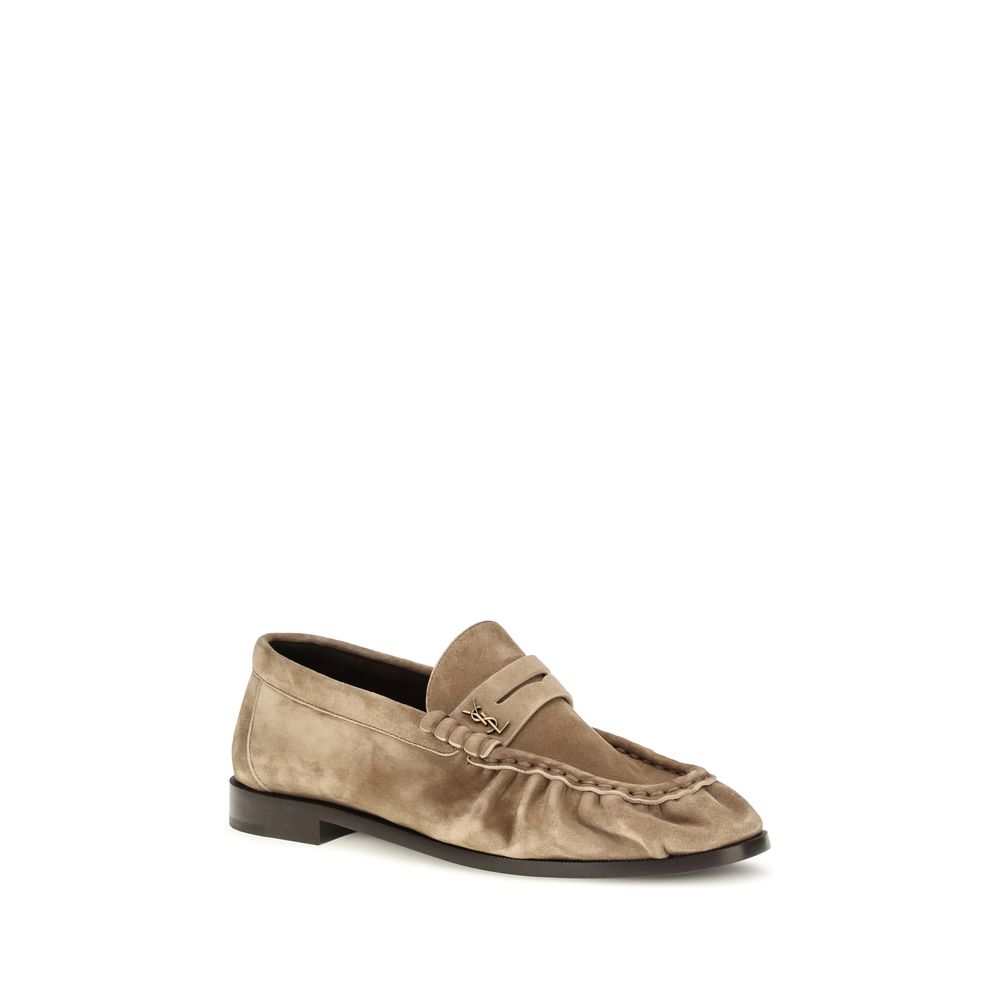 Saint Laurent Beige Calf Leather Bos Taurus Slip-On Loafers